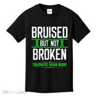 Traumatic Brain Injury Awareness Bruised Broken Green Ribbon Kids T-Shirt thumb 0