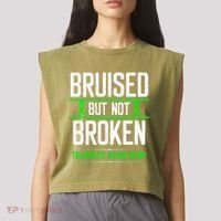 Traumatic Brain Injury Awareness Bruised Broken Green Ribbon Garment-Dyed Women's Muscle Tee thumb 2