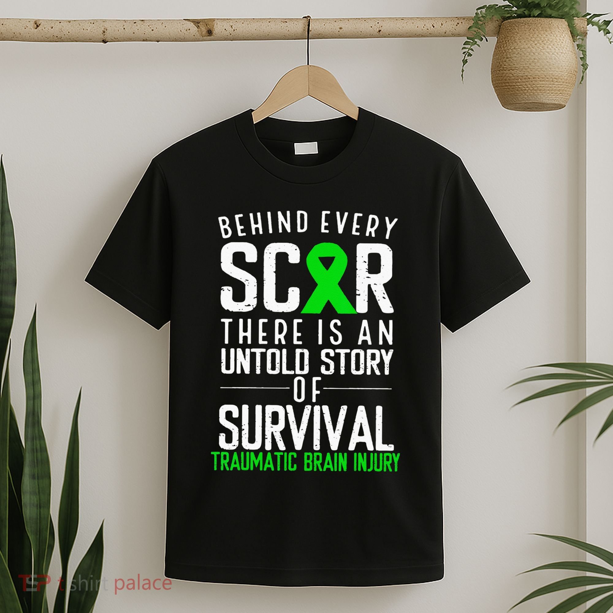Traumatic Brain Injury Awareness Every Scar Green Ribbon T-Shirt