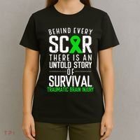 Traumatic Brain Injury Awareness Every Scar Green Ribbon T-Shirt thumb 4
