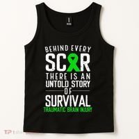 Traumatic Brain Injury Awareness Every Scar Green Ribbon Tank Top thumb 2