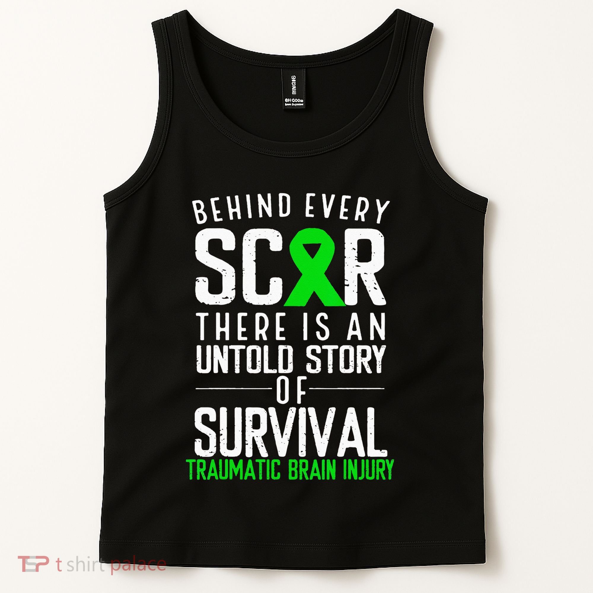 Traumatic Brain Injury Awareness Every Scar Green Ribbon Tank Top