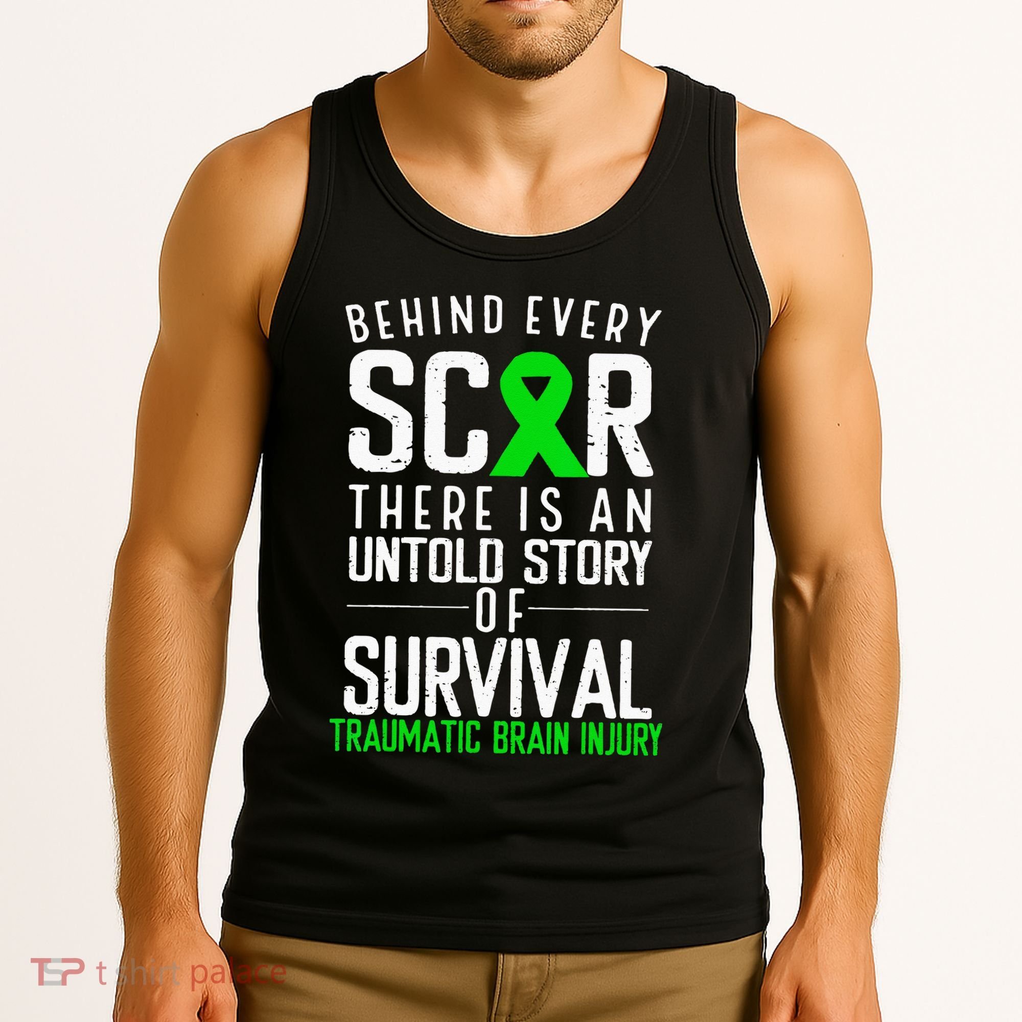 Traumatic Brain Injury Awareness Every Scar Green Ribbon Tank Top