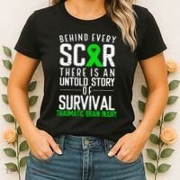 Traumatic Brain Injury Awareness Every Scar Green Ribbon Women's T-Shirt thumb 2
