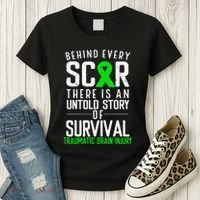 Traumatic Brain Injury Awareness Every Scar Green Ribbon Women's T-Shirt thumb 3