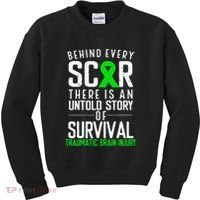 Traumatic Brain Injury Awareness Every Scar Green Ribbon Kids Sweatshirt thumb 0