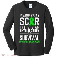 Traumatic Brain Injury Awareness Every Scar Green Ribbon Kids Long Sleeve Shirt thumb 0