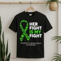 Traumatic Brain Injury Awareness Her Fight Green Ribbon T-Shirt thumb 2