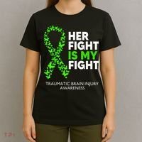 Traumatic Brain Injury Awareness Her Fight Green Ribbon T-Shirt thumb 4