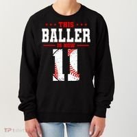 This Baller Is Now 11 Birthday Baseball Theme Bday Party Women's Sweatshirt thumb 0