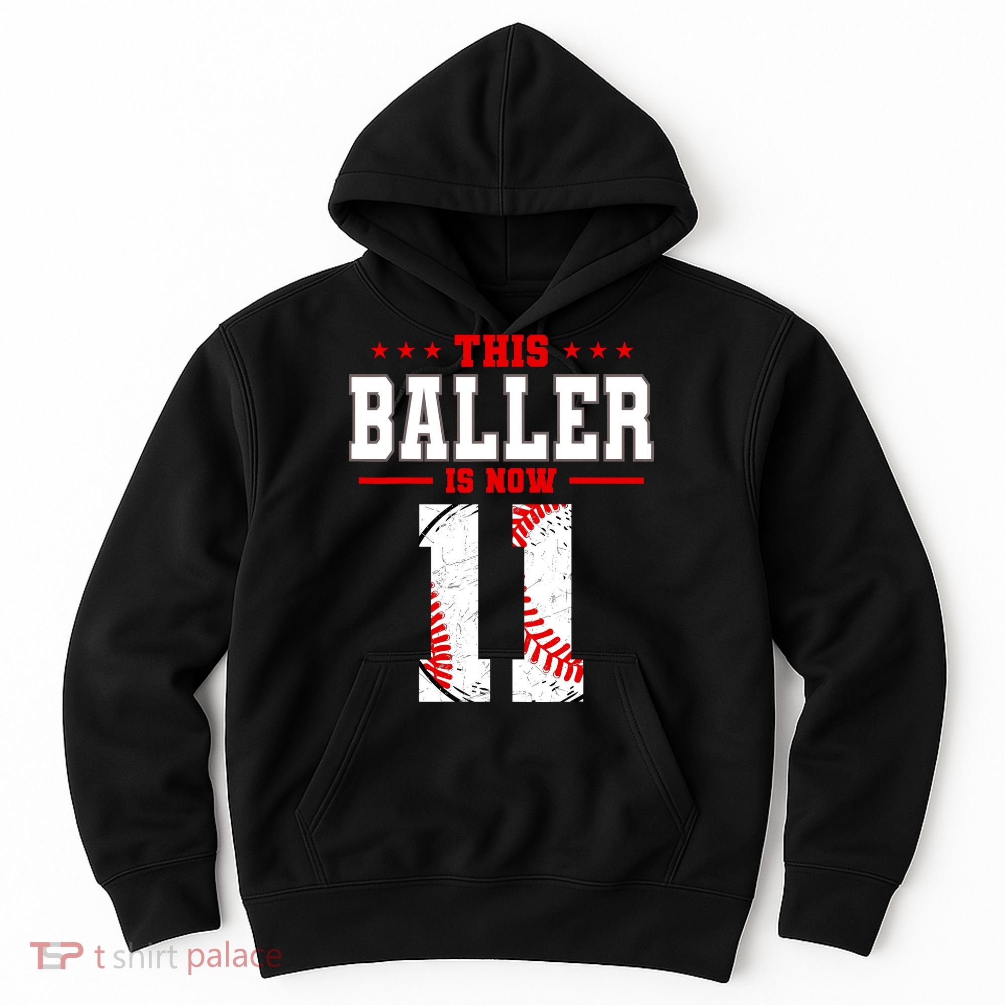 This Baller Is Now 11 Birthday Baseball Theme Bday Party Hoodie