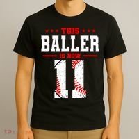 This Baller Is Now 11 Birthday Baseball Theme Bday Party T-Shirt thumb 3