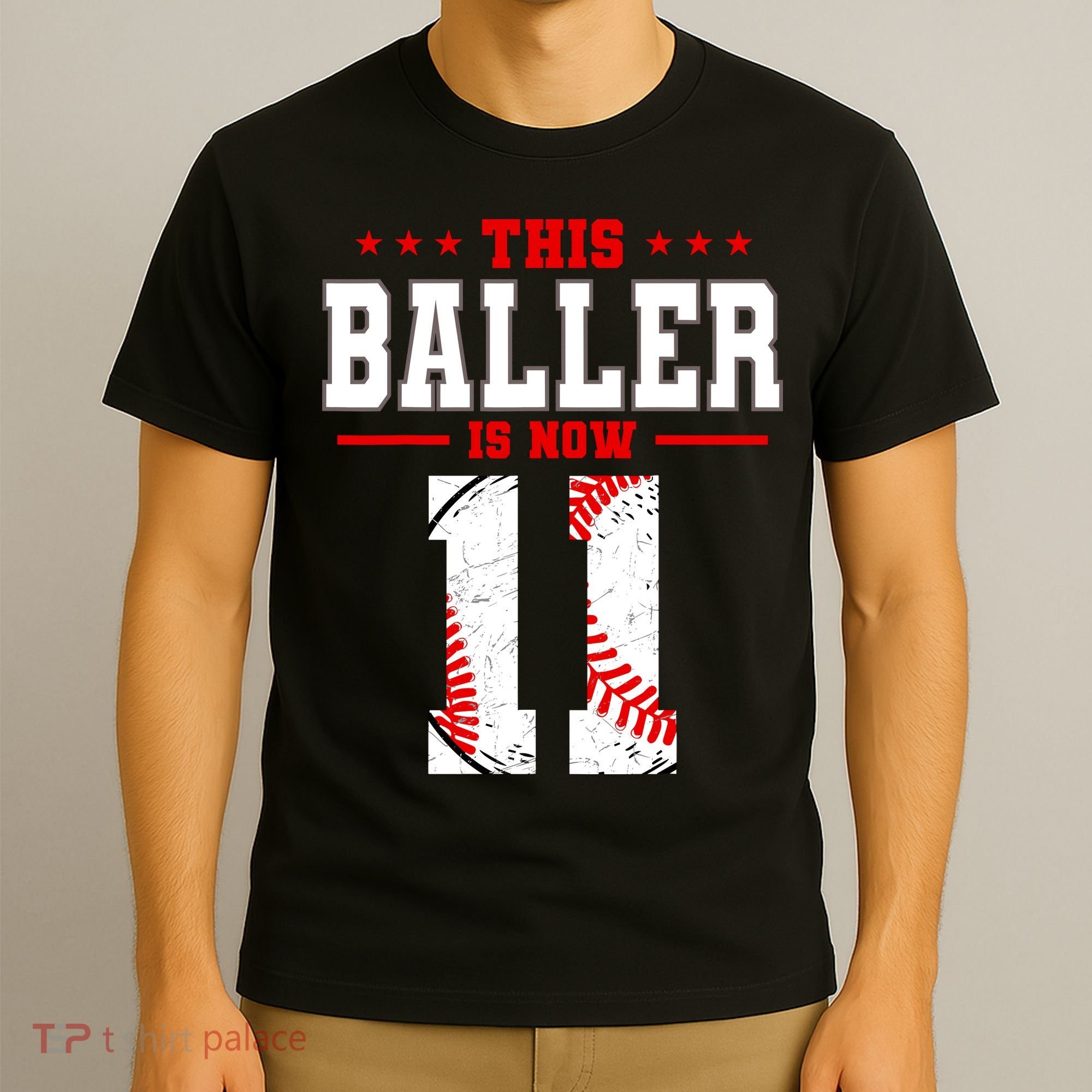 This Baller Is Now 11 Birthday Baseball Theme Bday Party T-Shirt