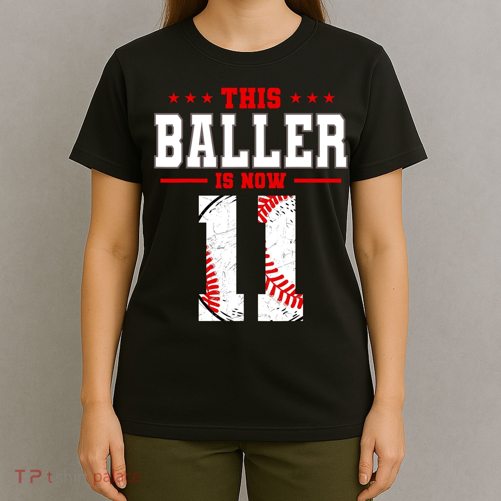 This Baller Is Now 11 Birthday Baseball Theme Bday Party T-Shirt