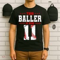 This Baller Is Now 11 Birthday Baseball Theme Bday Party T-Shirt thumb 6