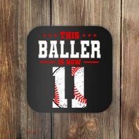 This Baller Is Now 11 Birthday Baseball Theme Bday Party Coaster thumb 0