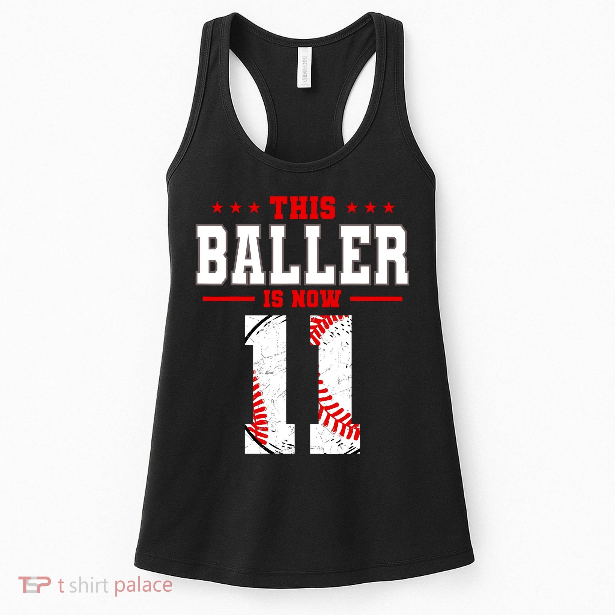 This Baller Is Now 11 Birthday Baseball Theme Bday Party Women's Tank Top