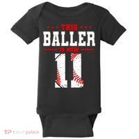 This Baller Is Now 11 Birthday Baseball Theme Bday Party Baby Bodysuit thumb 0