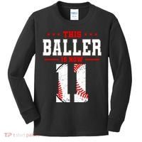 This Baller Is Now 11 Birthday Baseball Theme Bday Party Kids Long Sleeve Shirt thumb 0