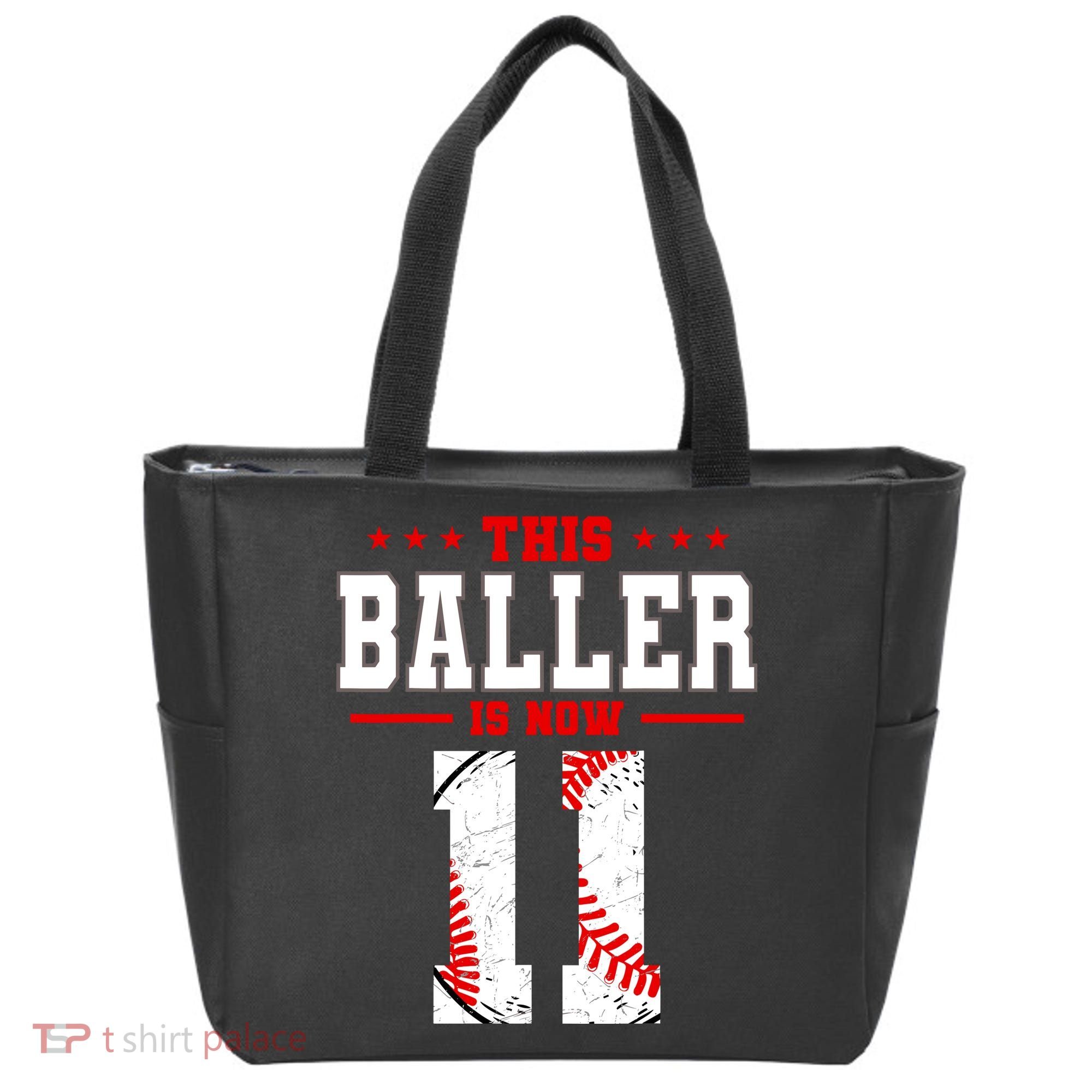 This Baller Is Now 11 Birthday Baseball Theme Bday Party Tote Bag