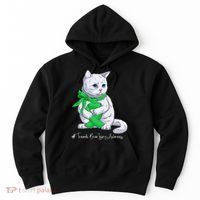 Traumatic Brain Injury Awareness Month Green Ribbon Cat Hoodie thumb 0