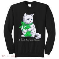Traumatic Brain Injury Awareness Month Green Ribbon Cat Sweatshirt thumb 0