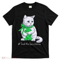 Traumatic Brain Injury Awareness Month Green Ribbon Cat T-Shirt thumb 0