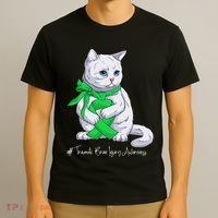 Traumatic Brain Injury Awareness Month Green Ribbon Cat T-Shirt thumb 3