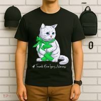 Traumatic Brain Injury Awareness Month Green Ribbon Cat T-Shirt thumb 6