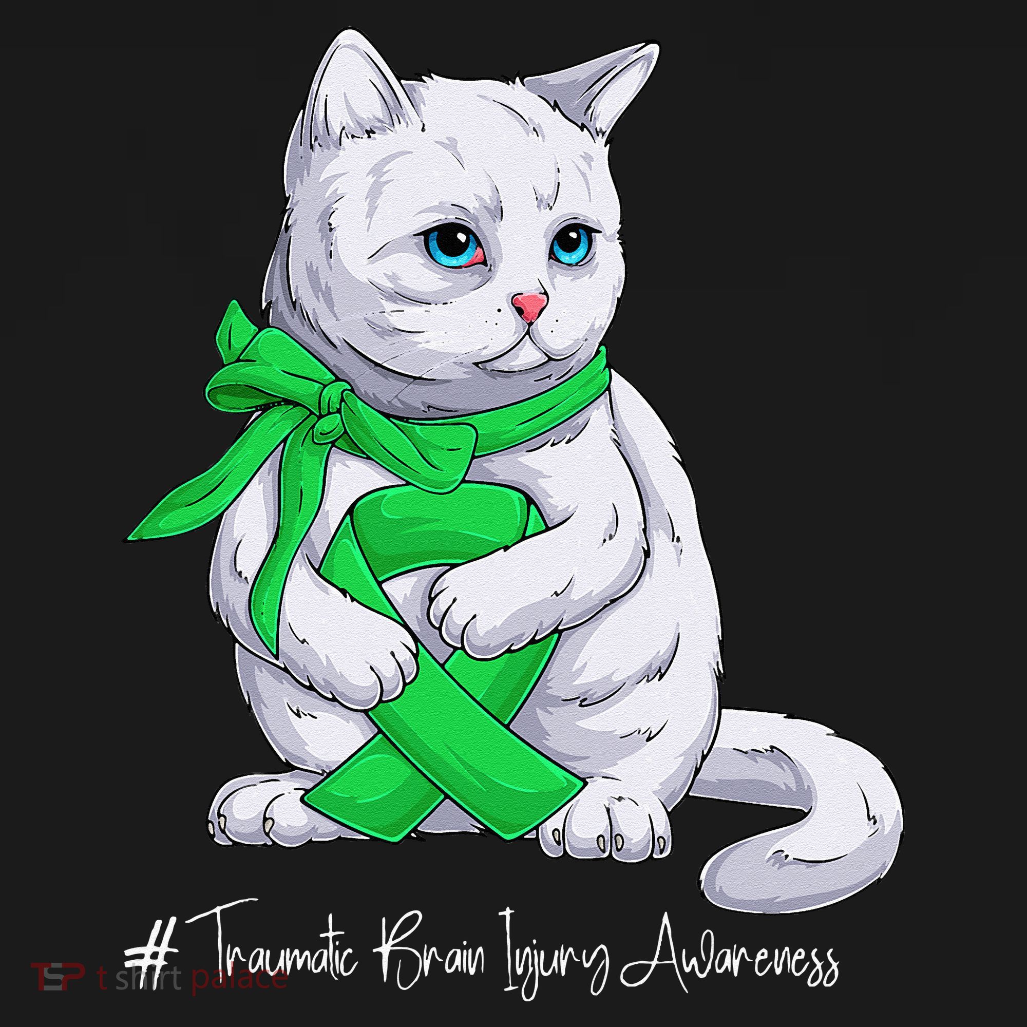 Traumatic Brain Injury Awareness Month Green Ribbon Cat Women's Hoodie