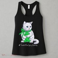 Traumatic Brain Injury Awareness Month Green Ribbon Cat Women's Tank Top thumb 3