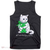 Traumatic Brain Injury Awareness Month Green Ribbon Cat Tank Top thumb 0