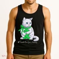 Traumatic Brain Injury Awareness Month Green Ribbon Cat Tank Top thumb 3