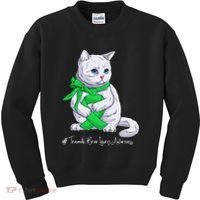 Traumatic Brain Injury Awareness Month Green Ribbon Cat Kids Sweatshirt thumb 0