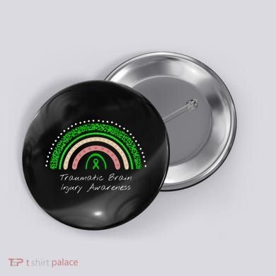 Traumatic Brain Injury Rainbow TBI Awareness Button