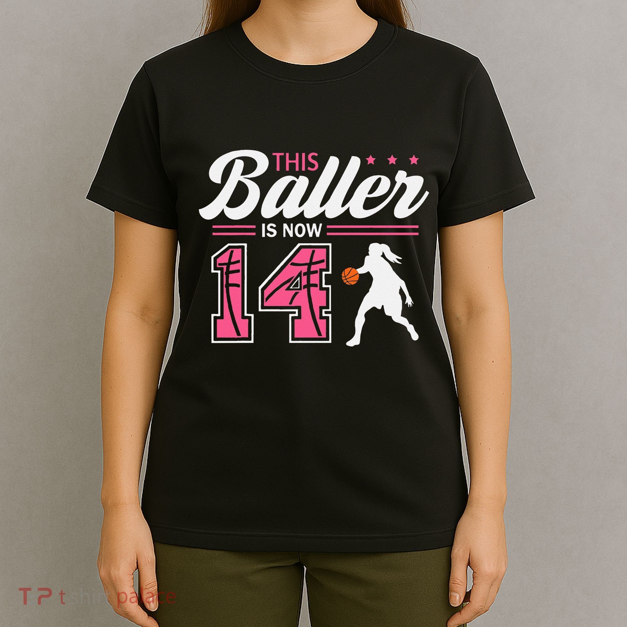 This Baller Is Now 14 Year Old Basketball 14th Birthday T-Shirt