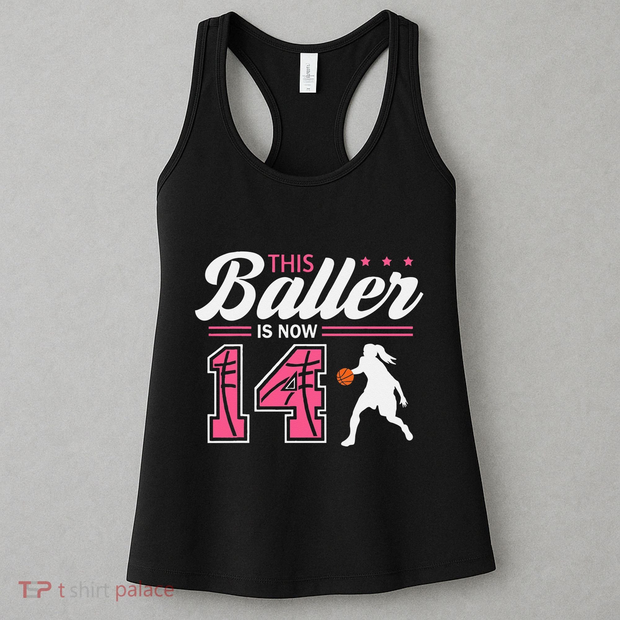 This Baller Is Now 14 Year Old Basketball 14th Birthday Women's Tank Top