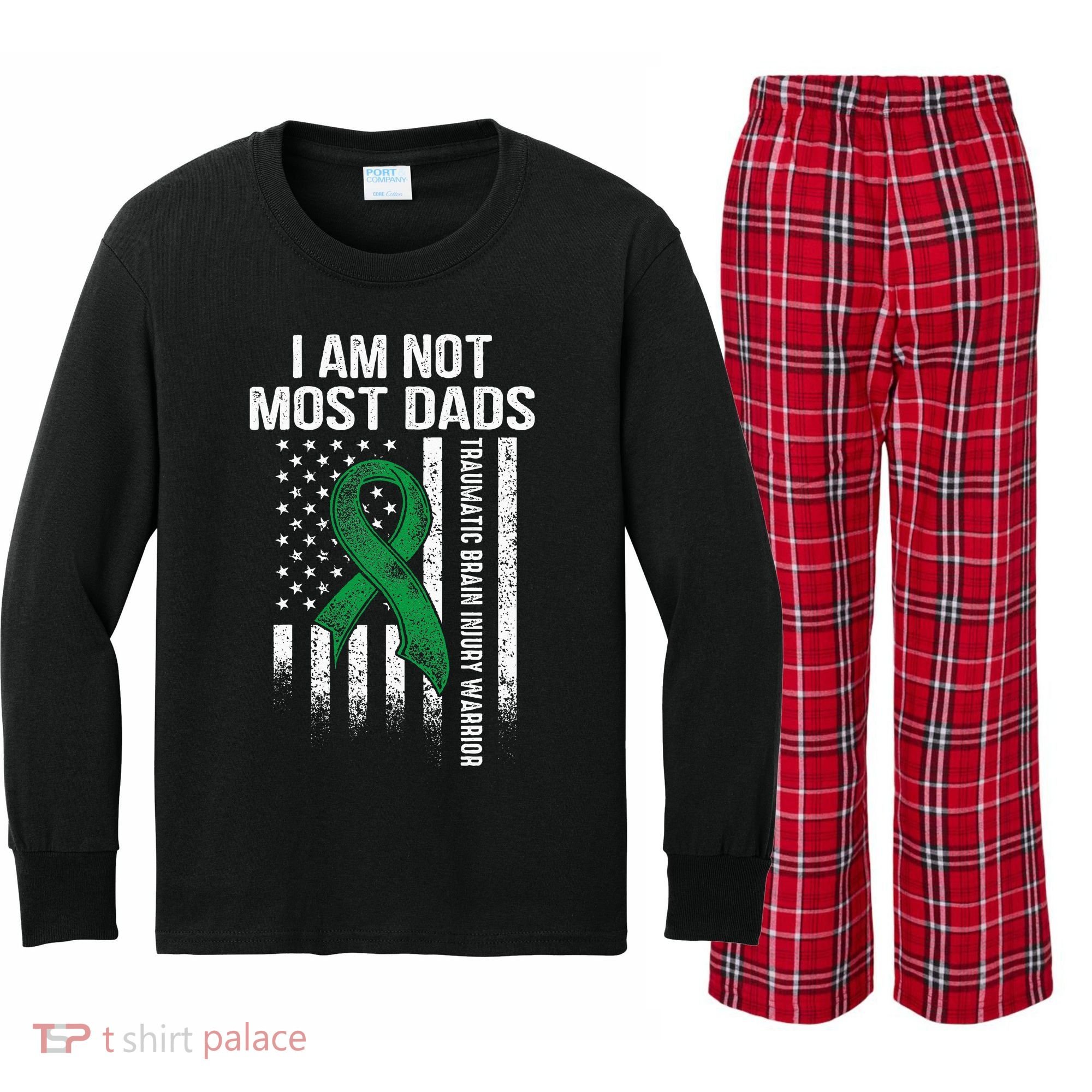 Traumatic Brain Injury Survivor Most Dads TBI Warrior Kids Long Sleeve Plaid Pajama Set