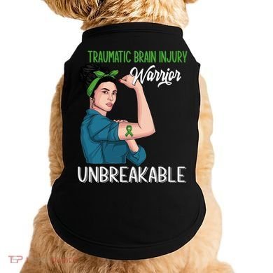 Traumatic Brain Injury Awareness Warrior Unbreakable Gift Doggie Tank