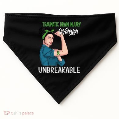 Traumatic Brain Injury Awareness Warrior Unbreakable Gift USA-Made Doggie Bandana
