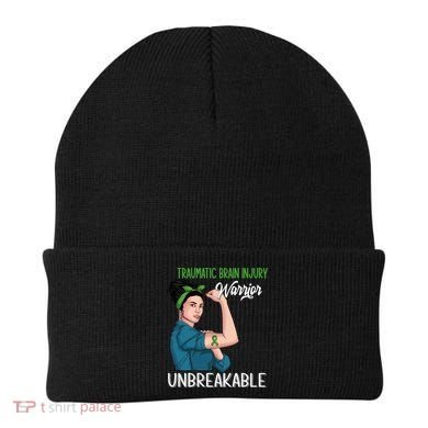 Traumatic Brain Injury Awareness Warrior Unbreakable Gift Beanie