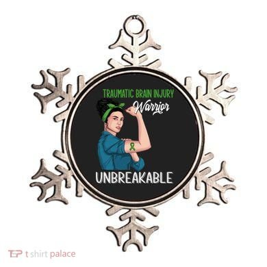 Traumatic Brain Injury Awareness Warrior Unbreakable Gift Ornament