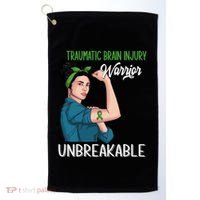 Traumatic Brain Injury Awareness Warrior Unbreakable Gift Golf Towel thumb 0