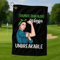 Traumatic Brain Injury Awareness Warrior Unbreakable Gift Golf Towel thumb 1