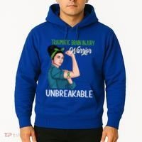 Traumatic Brain Injury Awareness Warrior Unbreakable Gift Hoodie thumb 2