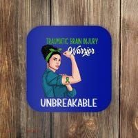 Traumatic Brain Injury Awareness Warrior Unbreakable Gift Coaster thumb 0