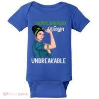 Traumatic Brain Injury Awareness Warrior Unbreakable Gift Baby Bodysuit thumb 0