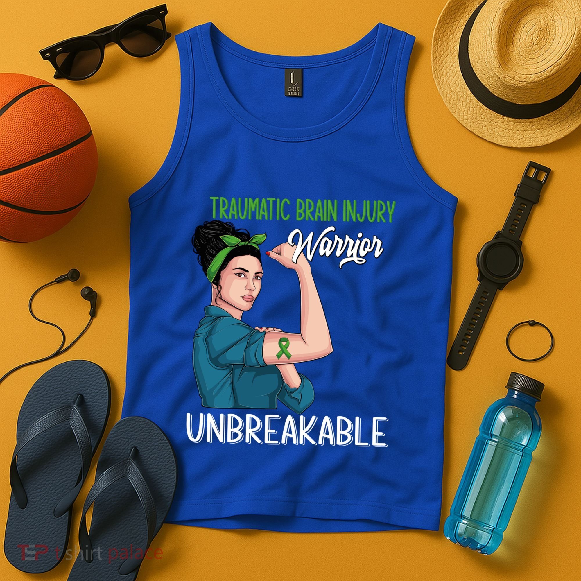 Traumatic Brain Injury Awareness Warrior Unbreakable Gift Tank Top