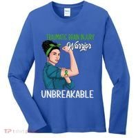 Traumatic Brain Injury Awareness Warrior Unbreakable Gift Women's Long Sleeve Shirt thumb 0