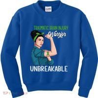 Traumatic Brain Injury Awareness Warrior Unbreakable Gift Kids Sweatshirt thumb 0